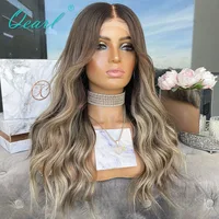 Body Wave Full Lace Wig Transparent Clear HD Lace Frontal Wigs Women Gray Ash Blonde Highlights Color Cheap Wig Sale Qearl