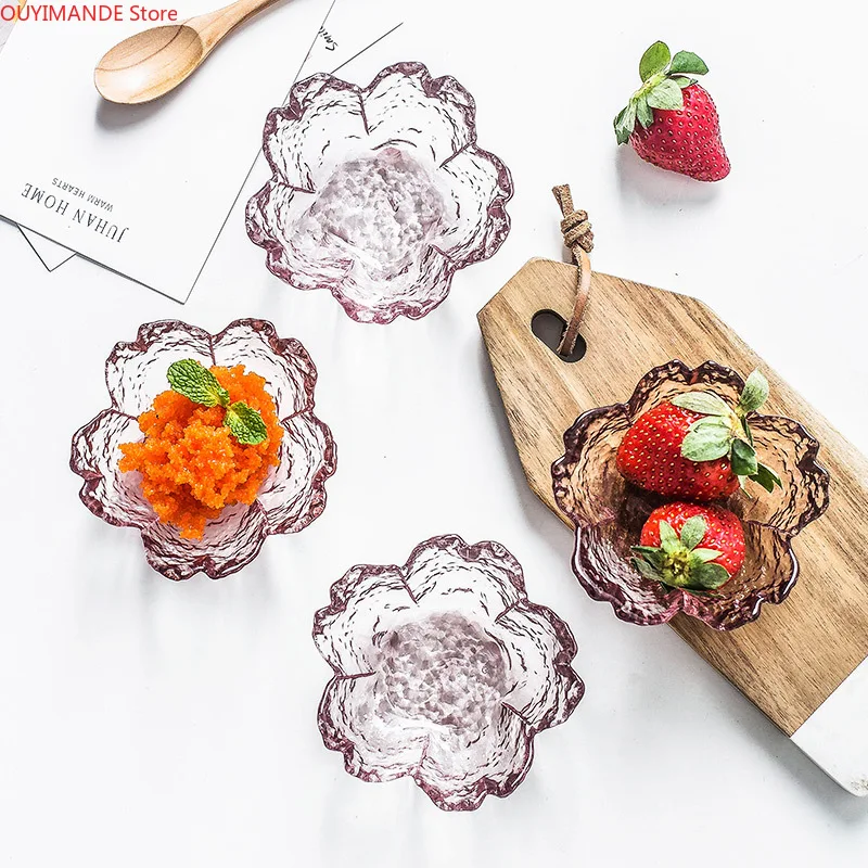 

Hammer Pattern Cherry Blossom Flavor Sauce Sauce Dish Pink Home Creative Glass Small Dish Vinegar Dish Japanese Style