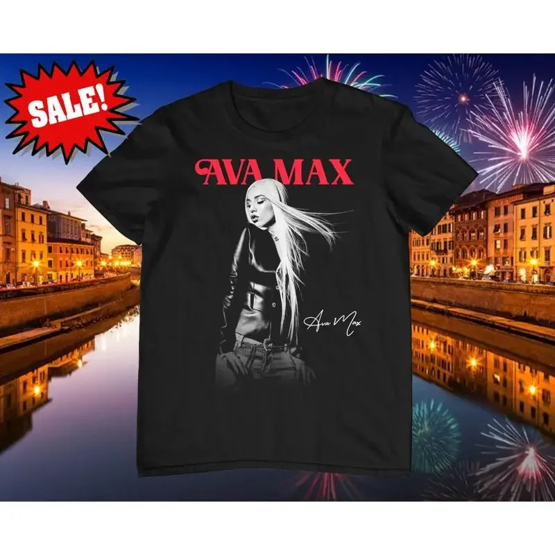 Фото Новая редкая черная футболка из плотного хлопка Ava Max Singer для мужчин, все размеры, Bt082 №1