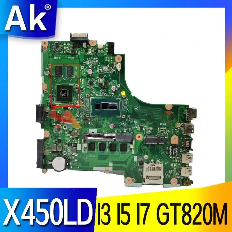 

X450LD Laptop Motherboard For ASUS X450LC X450LD X450LB Mainboard CPU I3-4010U I5-4200U I7-4500U GT820M 4GB-RAM EDP Or LVDS