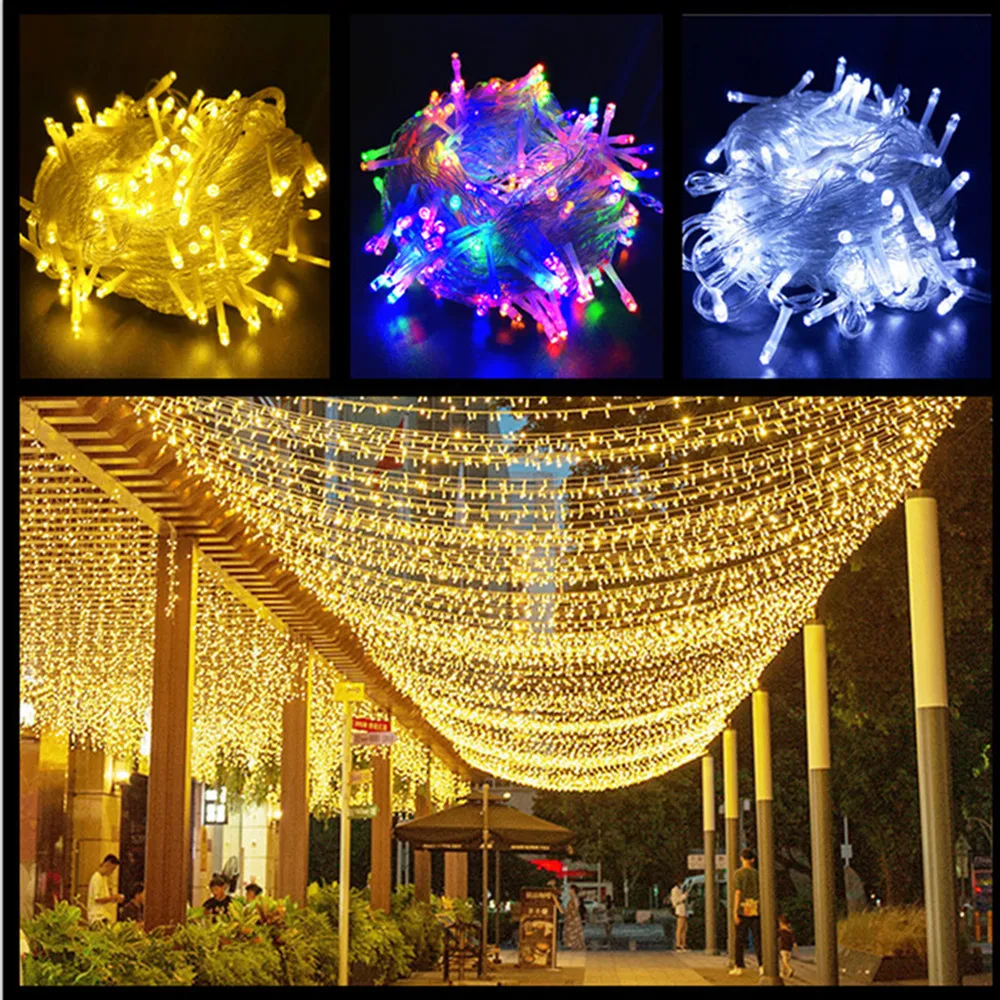 Рождественская светодиодная гирлянда для украшения улицы и свадьбы 10 м 20 8