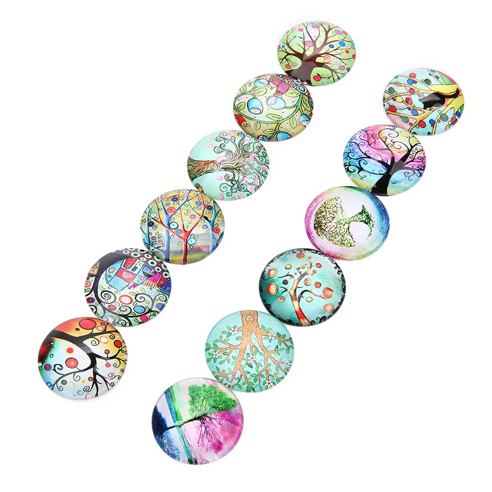 

20pcs Dome Glass Cabochons Assorted Tree Printed Flatback Cabochons Embellishments for DIY Craft Jewelry Making Supplies 25mm