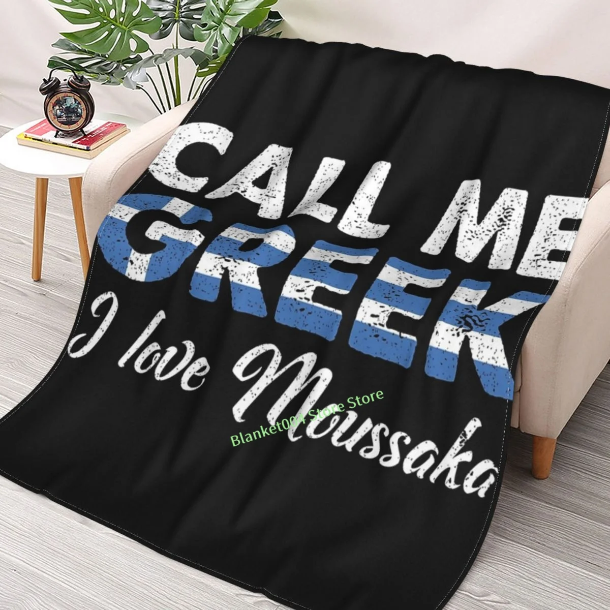 

Call Me Greek I Love Moussaka Distressed Foodie Favorite Food Vintage Gift Idea Throw Blanket bedroom decorative blanket