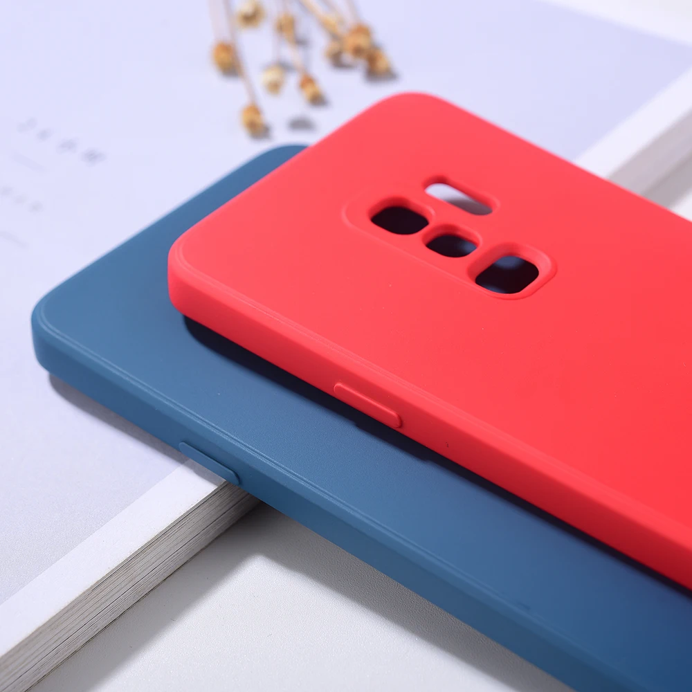 Оригинальный чехол для Samsung Galaxy S9 Plus + мягкий силиконовый шелковистый на ощупь