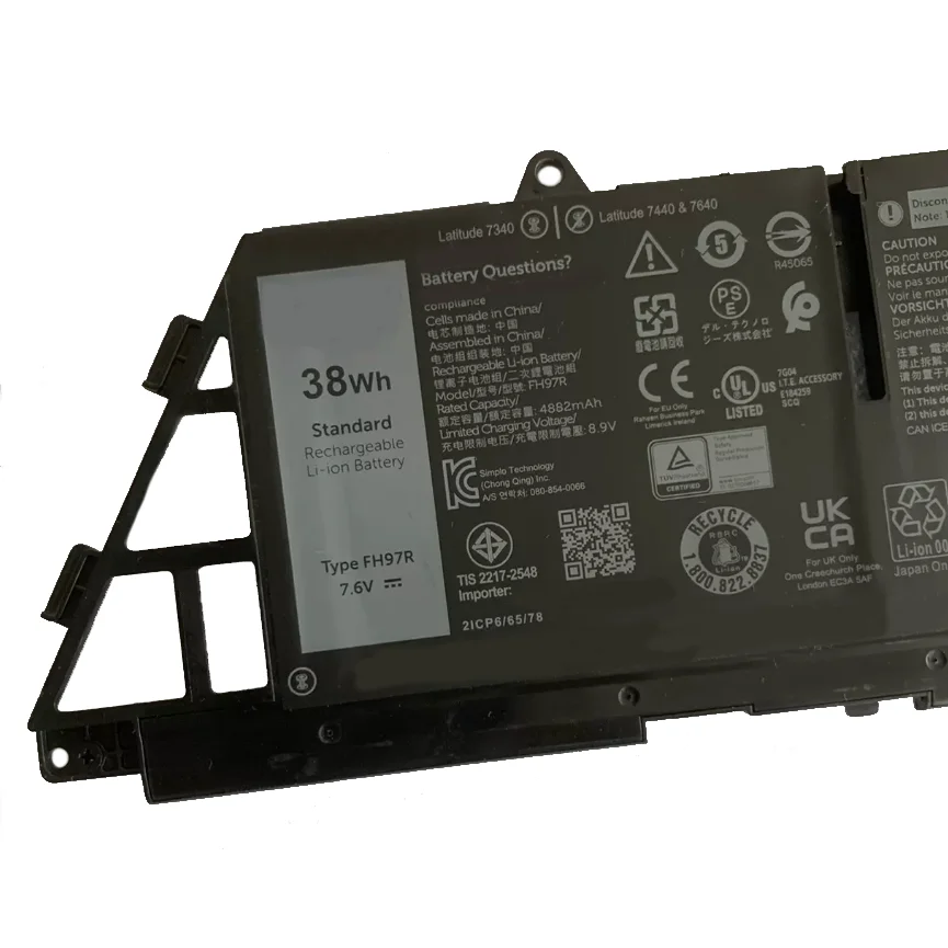 CP Аккумулятор для ноутбука FH97R 7 6 В/38 Втч/4882 мАч Latitude 7340 2-в-1 латитуде7440 латитуде7640