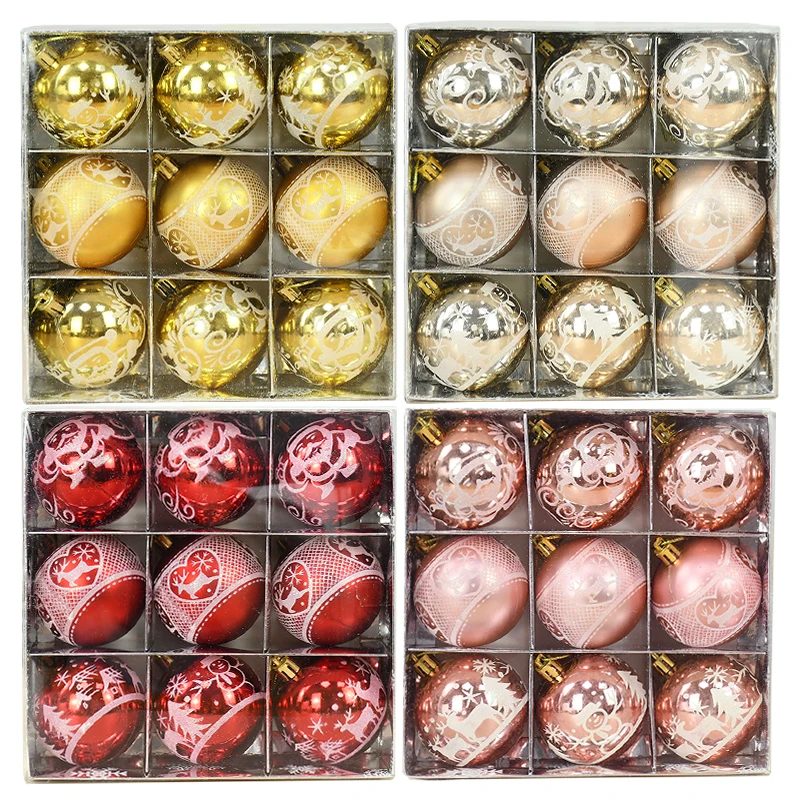 

9 шт. 6 см рождественские шары, украшение, блестящее искусственное украшение для елки, подвесной кулон, новогодний, рождественский подарок, у...