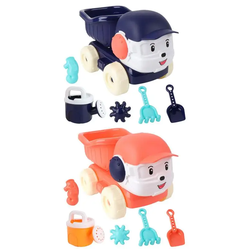

6Pcs Outdoor Beach Toys Fun Kids Sand Beach Toy Beach Game Tools Kit Contains Sea Animal Molds Shovel Rake Car Watering Can