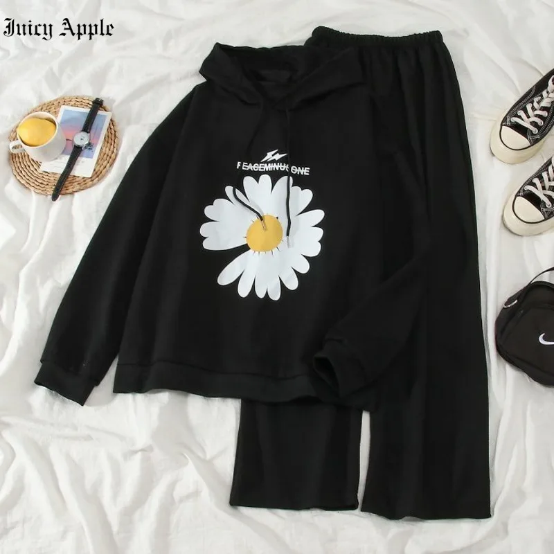 

Juicy Apple 2022 Women's Sweatshirt Set Two Piece Sets Womens Outifits Printed Hoodie Low Waist Trousers Loungewear Women Summer