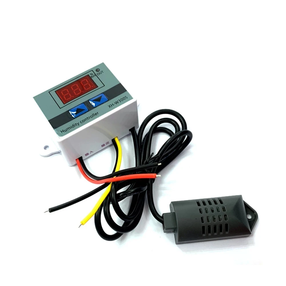 XH-W3005 DC 12V 24V AC 110-220V 10A цифровой контроль влажности ler гигрометр контрольный переключатель 0 ~ 99% RH гигростат с датчиком влажности