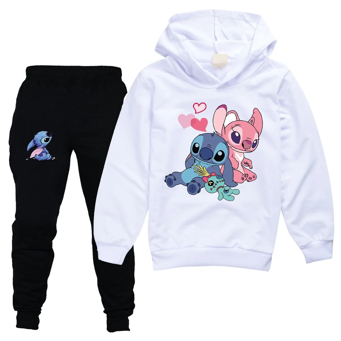 

Disney Stitch Sportswear Kids Hooded Casual Sweatshirts+Pants 2pcs/Sets Girls Hoodies Baby Boys Tracksuit Children's Clothing