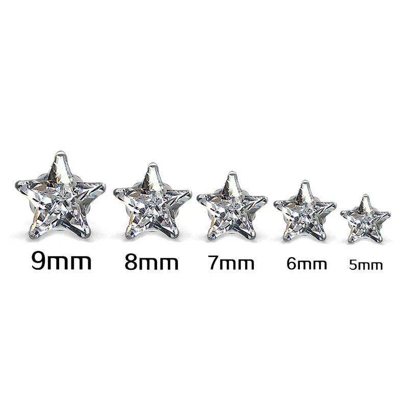 

Stainless Steel Piercing Jewelry Luxury Designs Pentagram Shape Cubic Zirconia Stud Earrings For Women Girls Pendientes Mujer