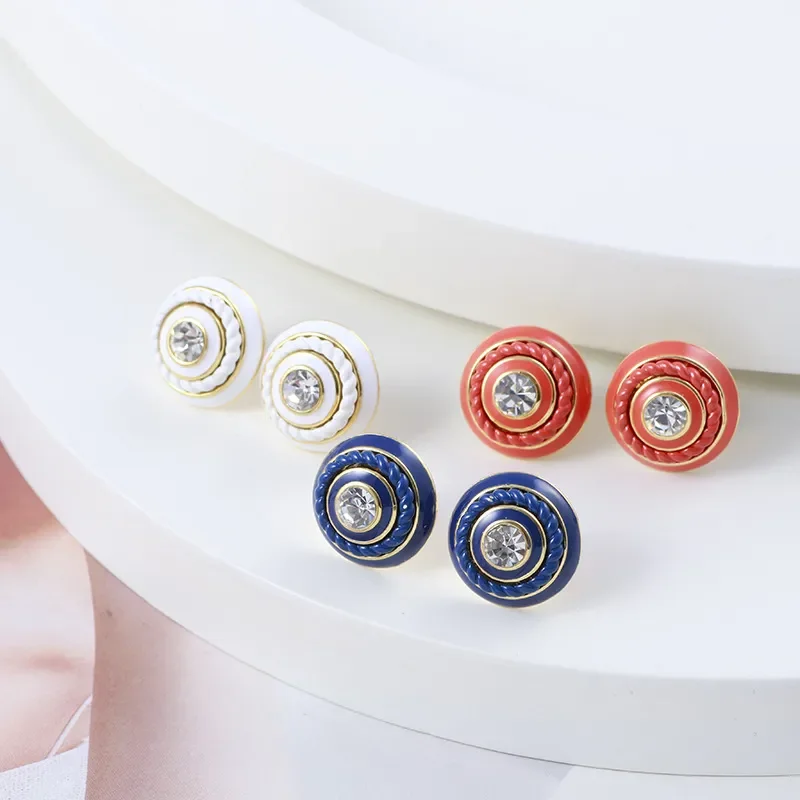

Европейские и американские ювелирные изделия, оптовая продажа, простые цветные круглые металлические серьги с узором для женщин