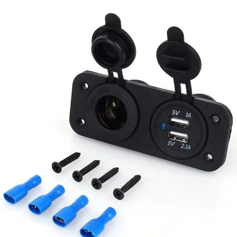 

2021 12V Dual USB Car Cigarette Lighter Socket Splitter 12V Charger Power Adapter Outlet Accessories New Arrive