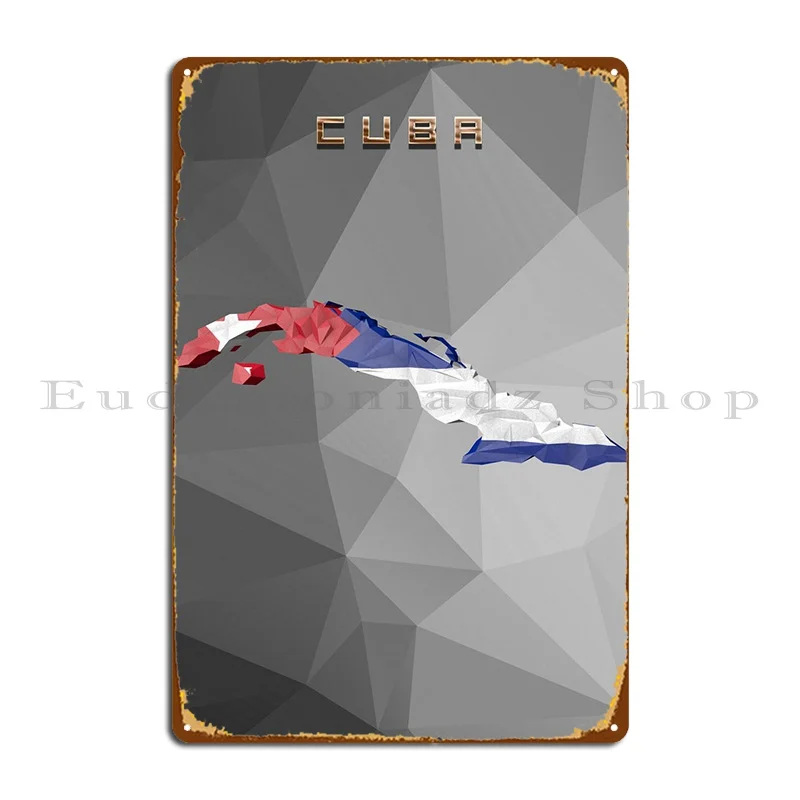 

Карта страны Кубы, металлический знак, ретро-стиль, фотоплакат