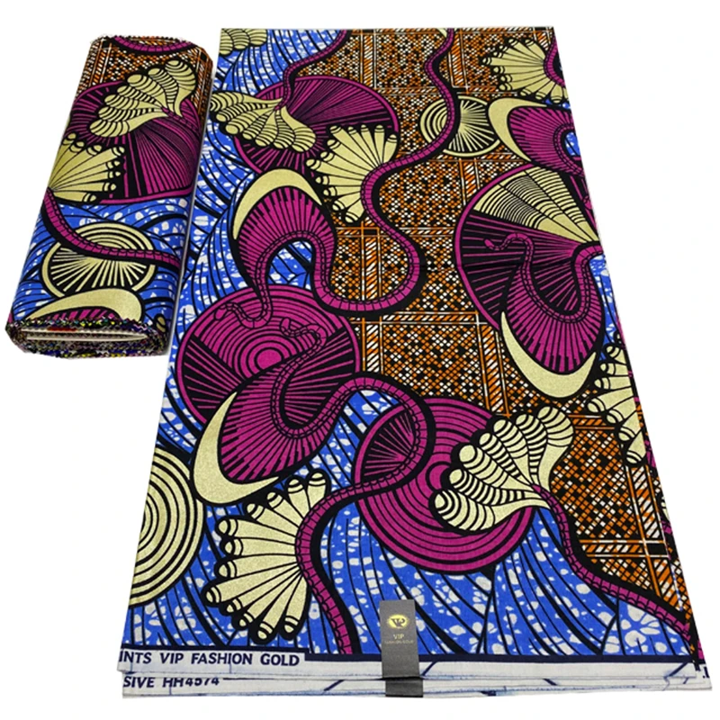 Африканская золотистая восковая ткань 100% хлопок Материал раппер батик Анкара