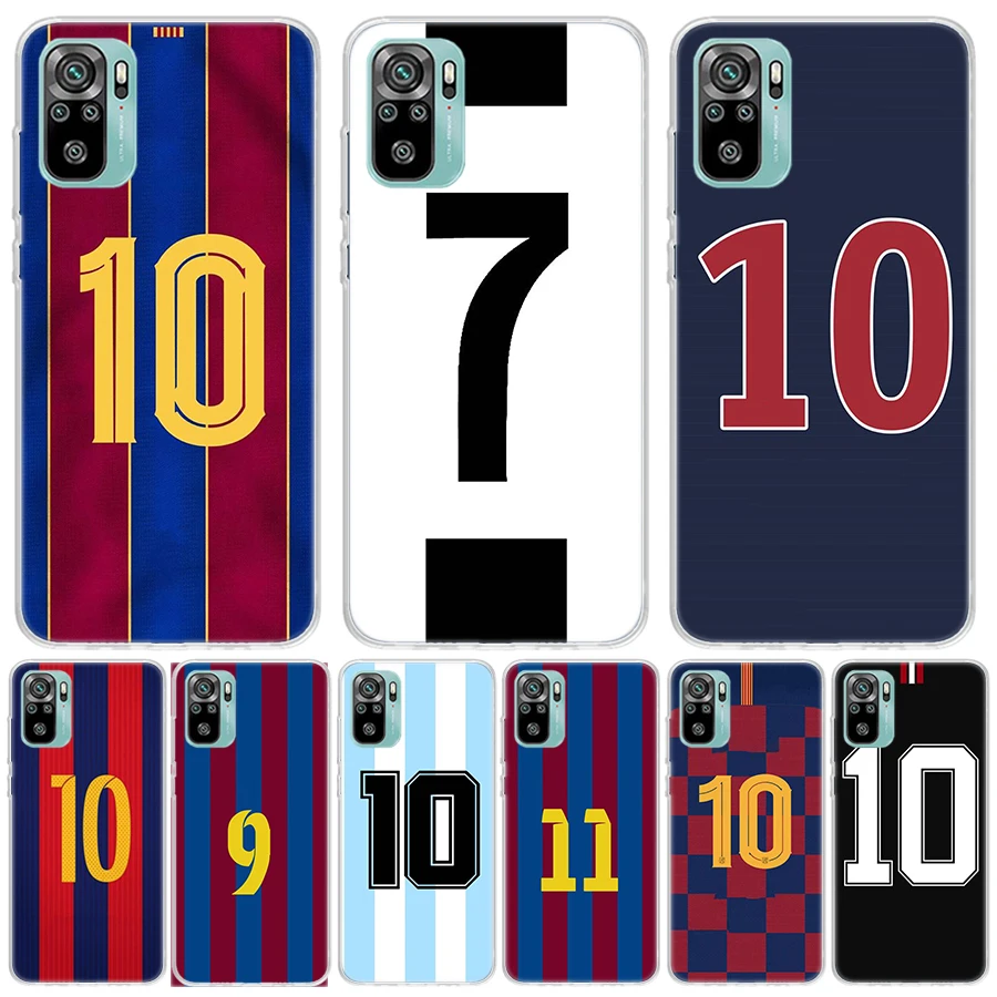 

FootBall Number 7 10 30 For Xiaomi Redmi Note 10S 10 11S 11 9S 9 8T 8 Pro Phone Case 11T 5G 11E 9T 7 6 5 5A 4 Fundas Cover Coque