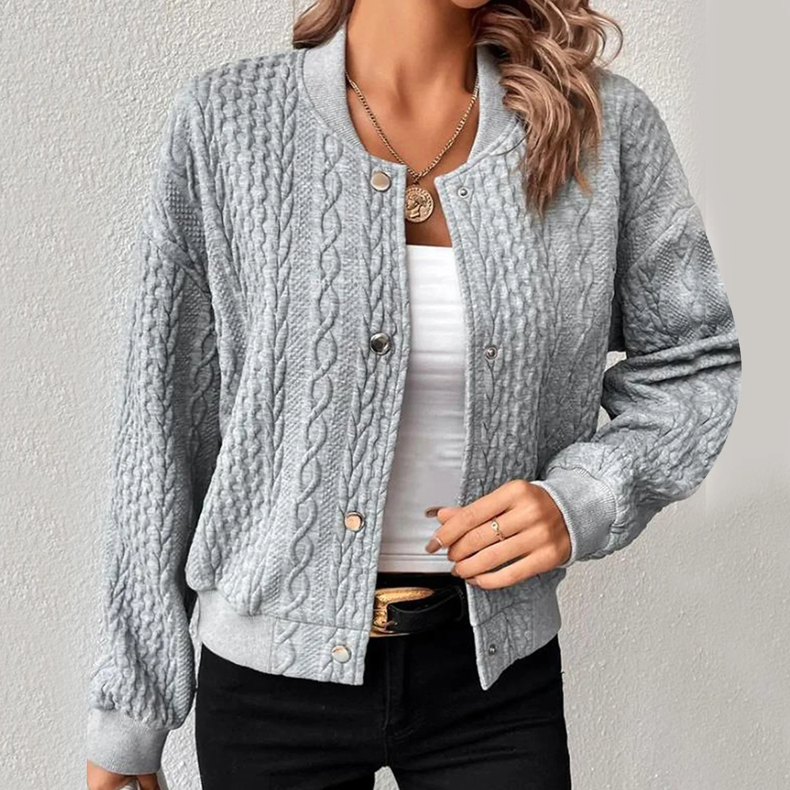 

Осенне-зимний женский свитер, осенне-зимние однобортные Топы с длинным рукавом, универсальные элегантные куртки, пальто, кардиган женский