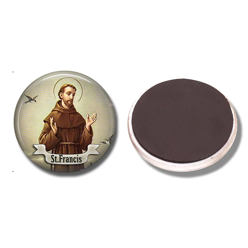 Святой Франциск магнит для холодильника 30 мм Святой Знаменитый Человек Стеклянная купола Магнитная наклейка для холодильника Записная доска для заметок Домашнее украшение.