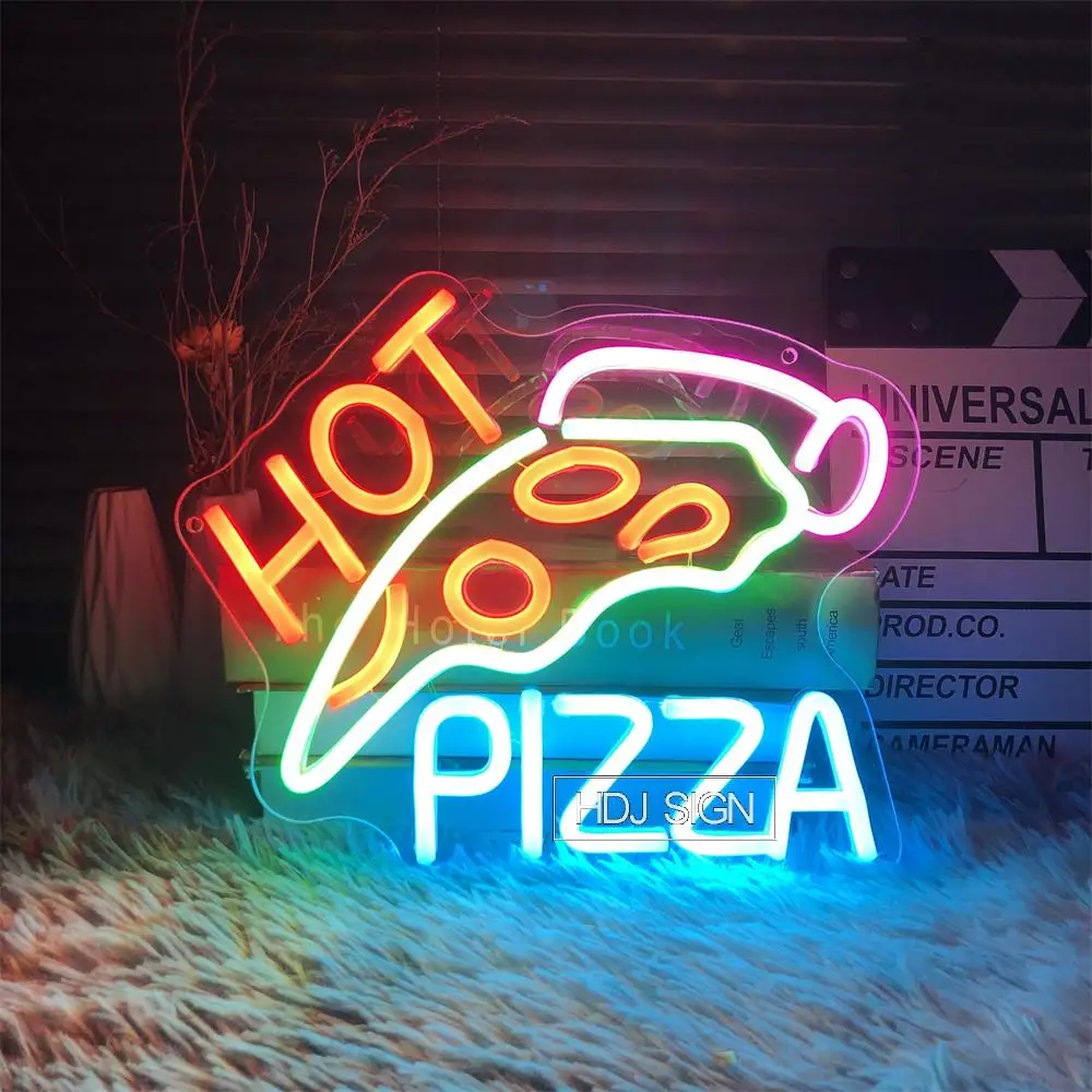 Hot Pizza Neon Sign Customized Led Neon Light Restaurant Decoration Store Pizzeria Signboard Open Sign Kitchen Wall Room Decor