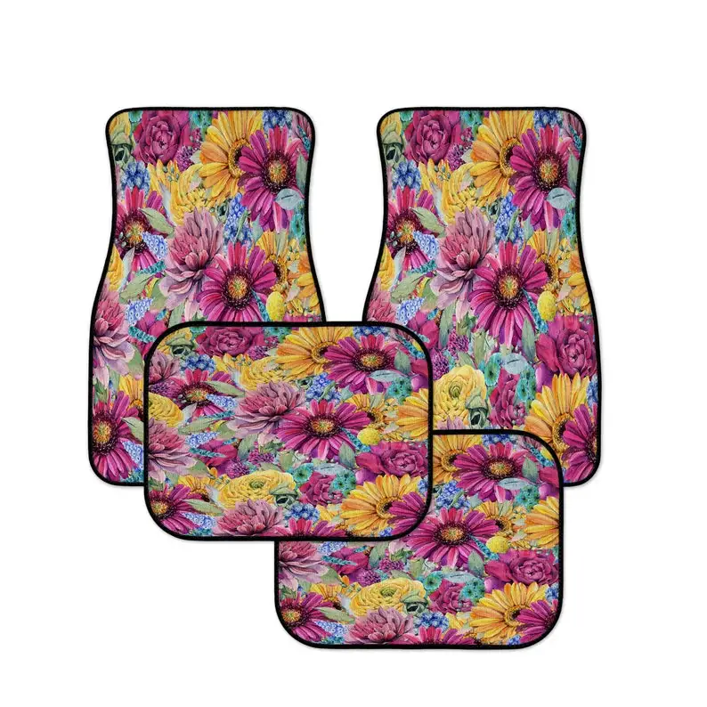 

Pink Boho Floral Car Mats