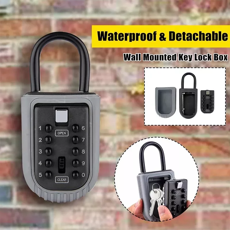 

Key Lock Box Padlock Keys Safe Storage Security Combination Lock Box with 4 Digit Combination Password Home Outdoor Security