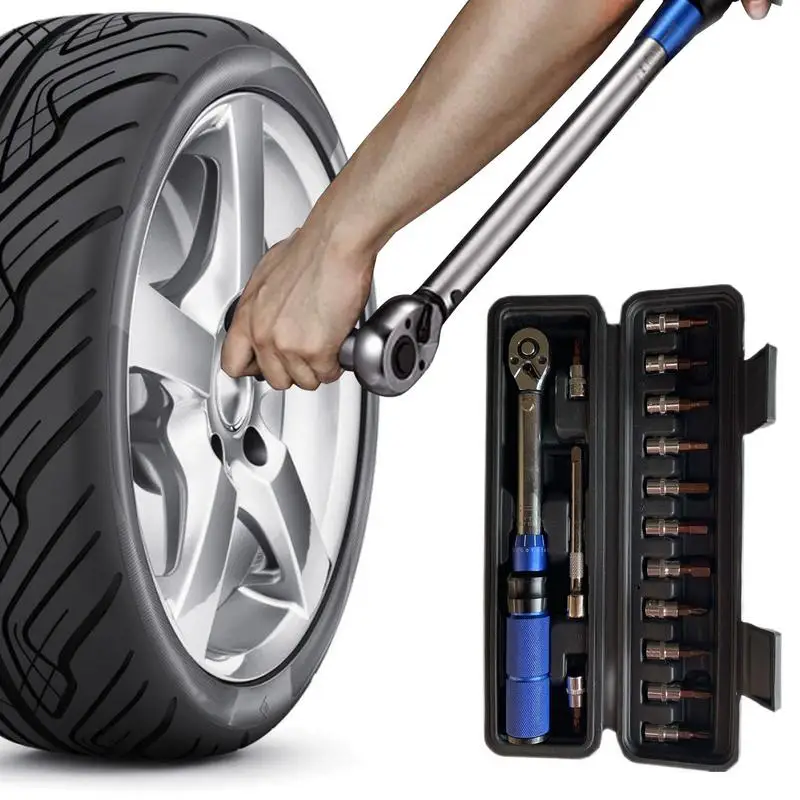 

Torque Wrench Set 1/4 Inch Drive Torque Wrench Bicycle Tool Kit for MTB Mountain Road Bikes with Allen Key Sockets Extension Bar