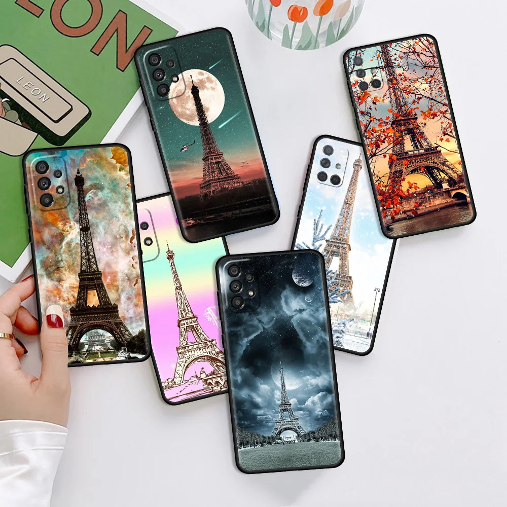 

Eiffel Tower Fashion Case For Samsung Galaxy A12 A52 A51 A32 A21s A71 A31 A02s A72 A41 A22 5G A11 A02 Black TPU Phone Shell