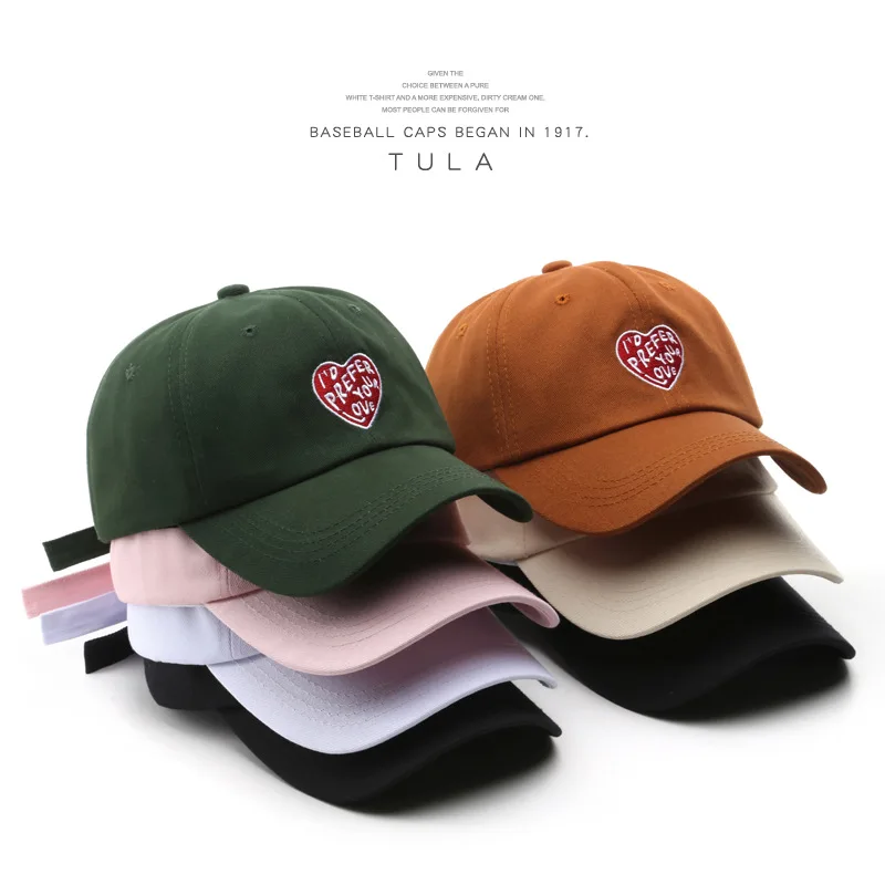 

New Fashion Baseball Cap for Women and Men Cotton Heart Graphic Embroidered Hat Snapback Hat Summer Sun Visors Caps Unisex