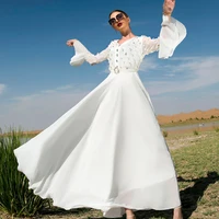 white embroidered colorful diamonds dubai middle east lady dress vestidos elegantes para mujer chiffon long robe ropa mujer