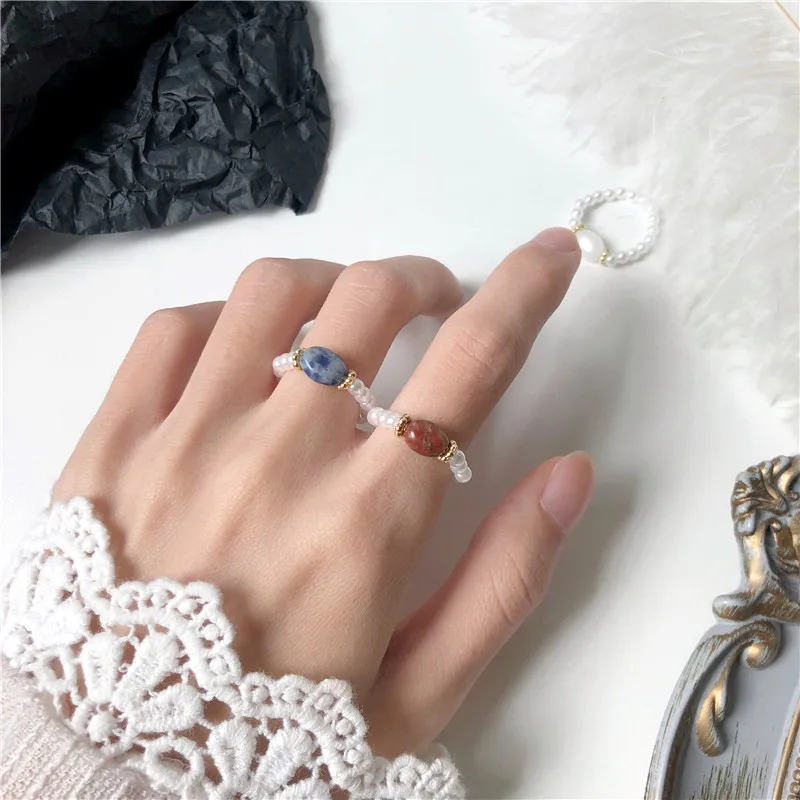

Beaded Pearl Rings Geometric Rings Women Finger Fashion Jewelry
