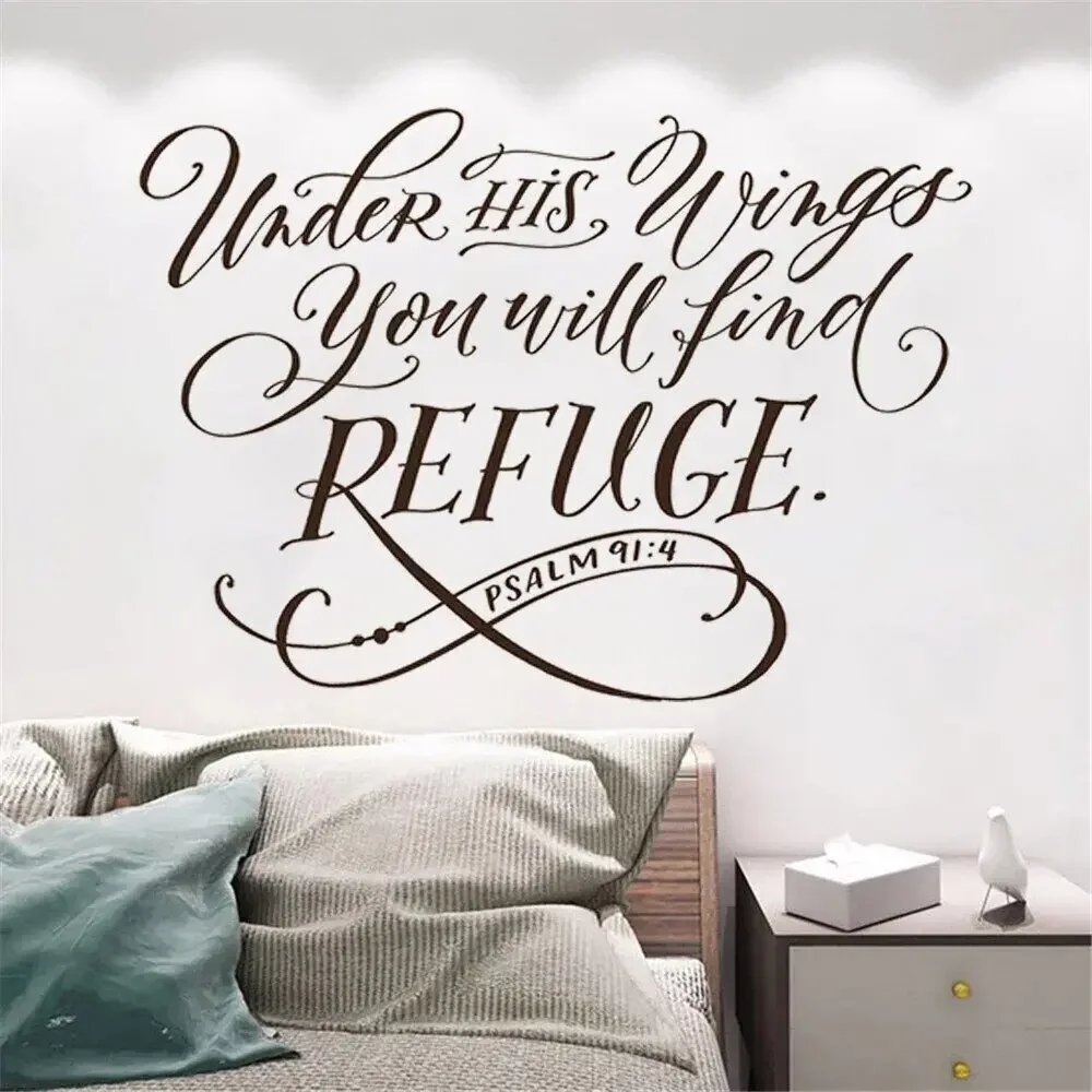 Христианские наклейки на стену под его крыльями вы найдете прикрытие цитаты