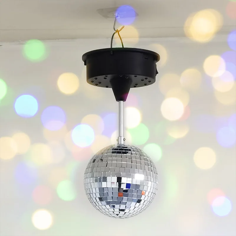 Фото 5-дюймовый диско-шар с гибкой LED-подсветкой и автоповоротом для танцев, семейных вечеринок и декоративного освещения №5