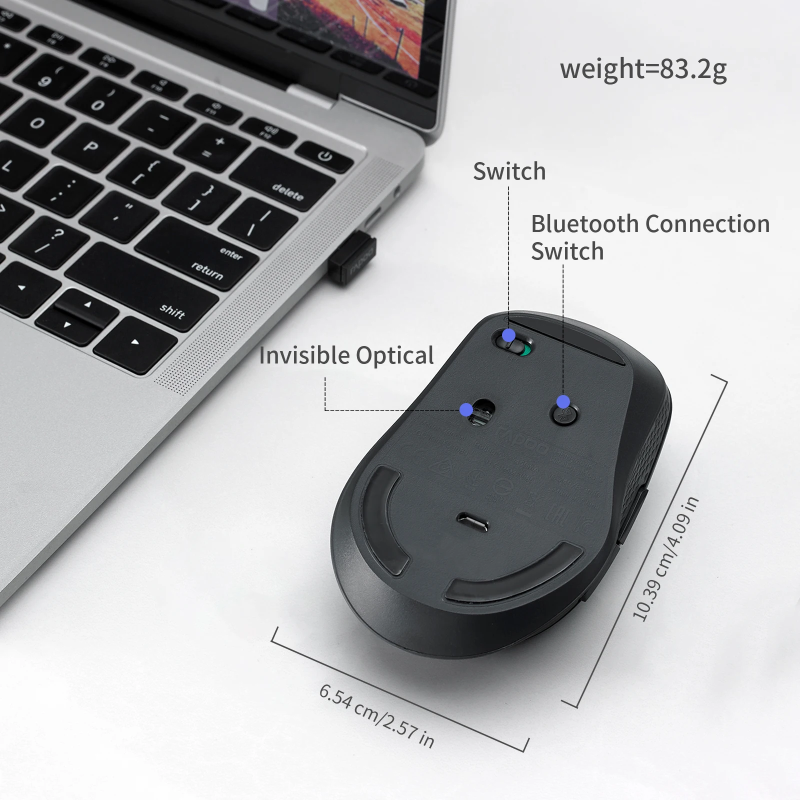 Bluetooth Wireless With USB Receiver Mouse Multi-Mode Wireless Mouse For Laptop Computer PC Macbook Mouse 2.4GHz 1600DPI images - 6