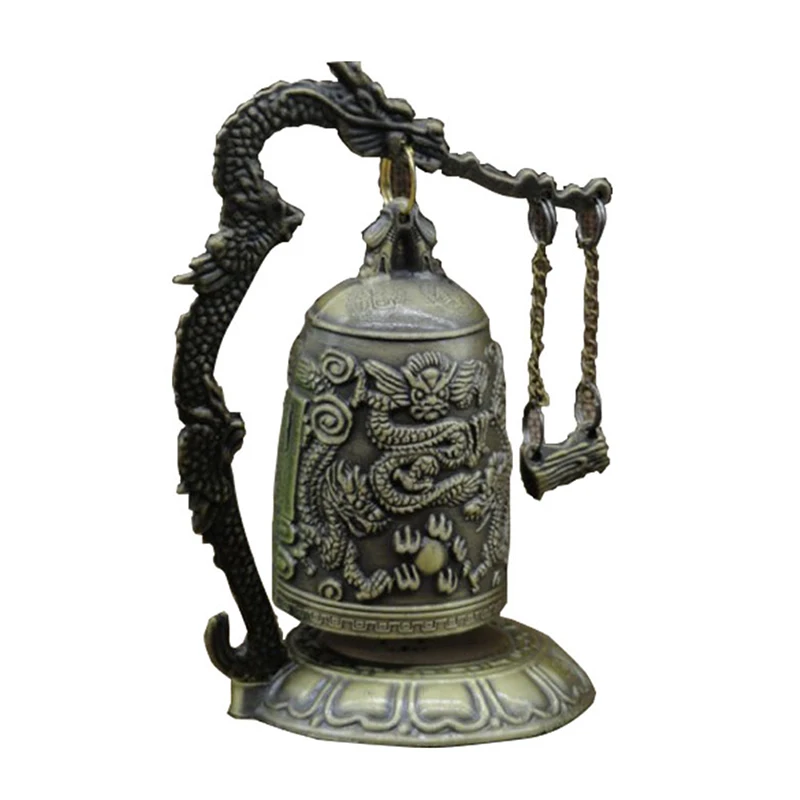 

Bronze Shanglock Dragon Bell Feng Shui Pendulum Buddhism Temple Brass Copper Dragon Bell Clock Carved Statue Lotus Buddha