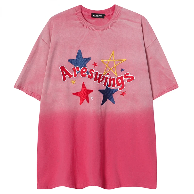 

Футболка мужская оверсайз с градиентной вышивкой в стиле хип-хоп