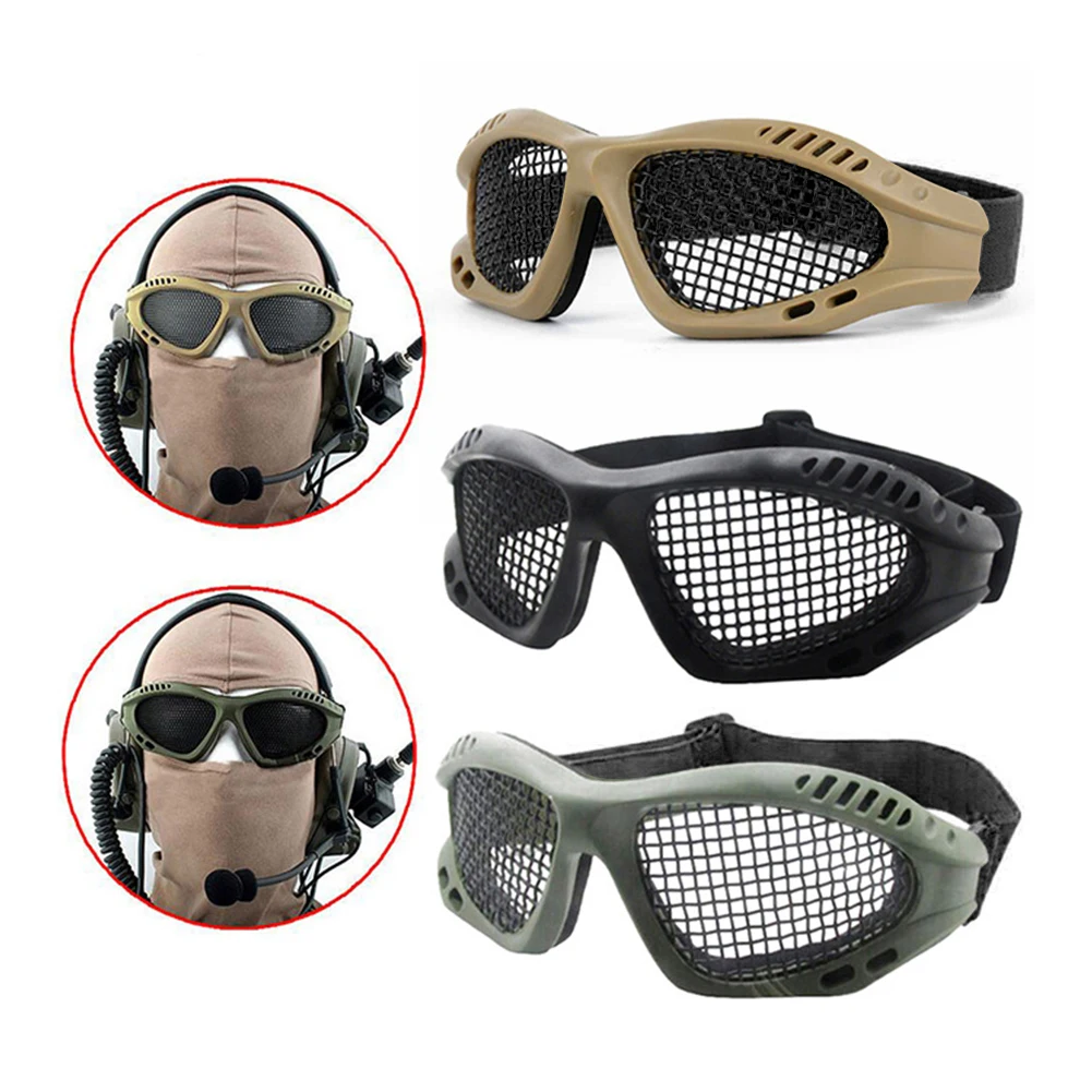 

Shock Quality Steel Airsoft Tactical High Mesh Hunting Goggles Eyewear Eye Wire Paintball Glasses Protector Game Net Resistance