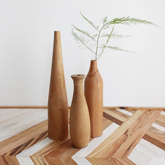 Nordic Minimalism Wooden vase for plants Solid Wood Flower Vases  Plants pot Flower Arrangement Tabletop Home Ornaments 1