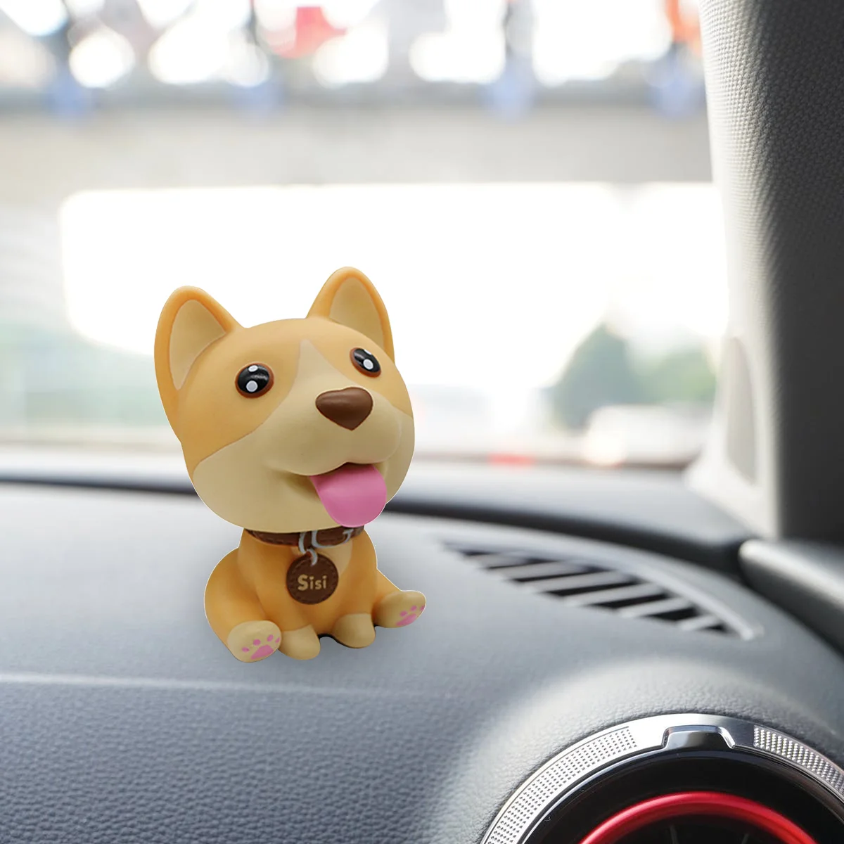 

Dog Head Car Toy Dashboard Shaking Decorations Interior Ornament Simulation Bobblehead Statue Noddingnew Cute Decor Puppy