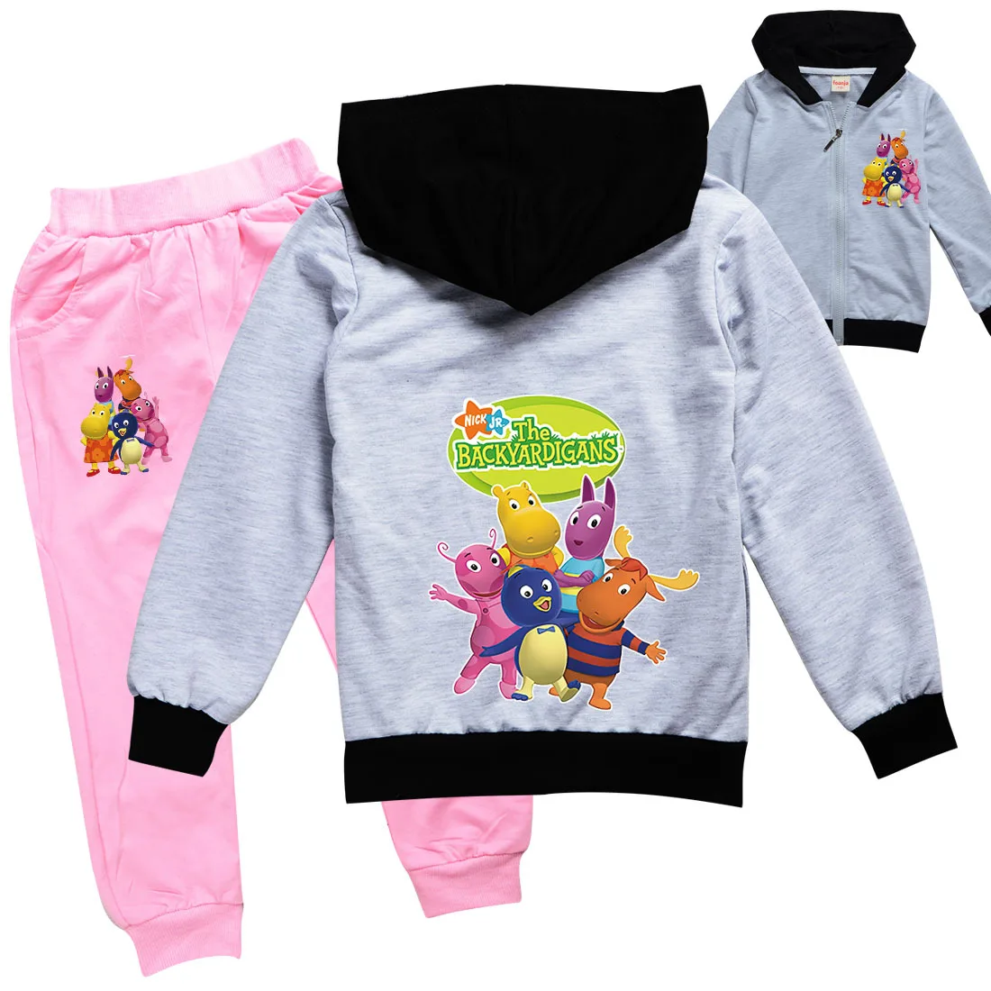 Комплект детской повседневной одежды с капюшоном на молнии и штанами |