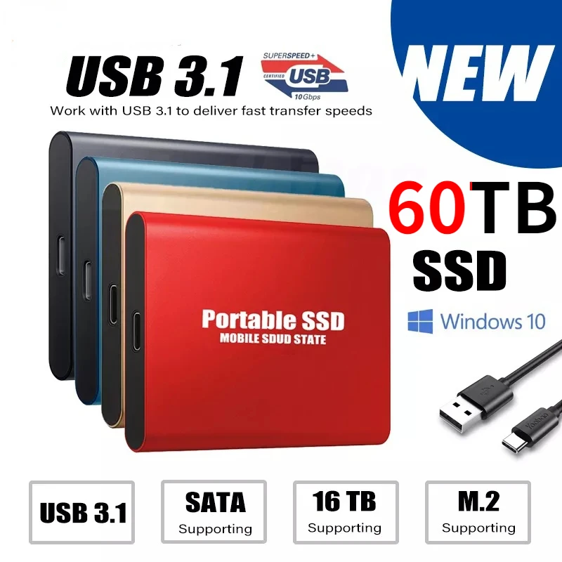 

2022 HOT HDD SSD Original External SSD Hard Drive 30TB 60TB HD Externo USB HDD Storage Device SSD Hard Disk for Desktop Computer