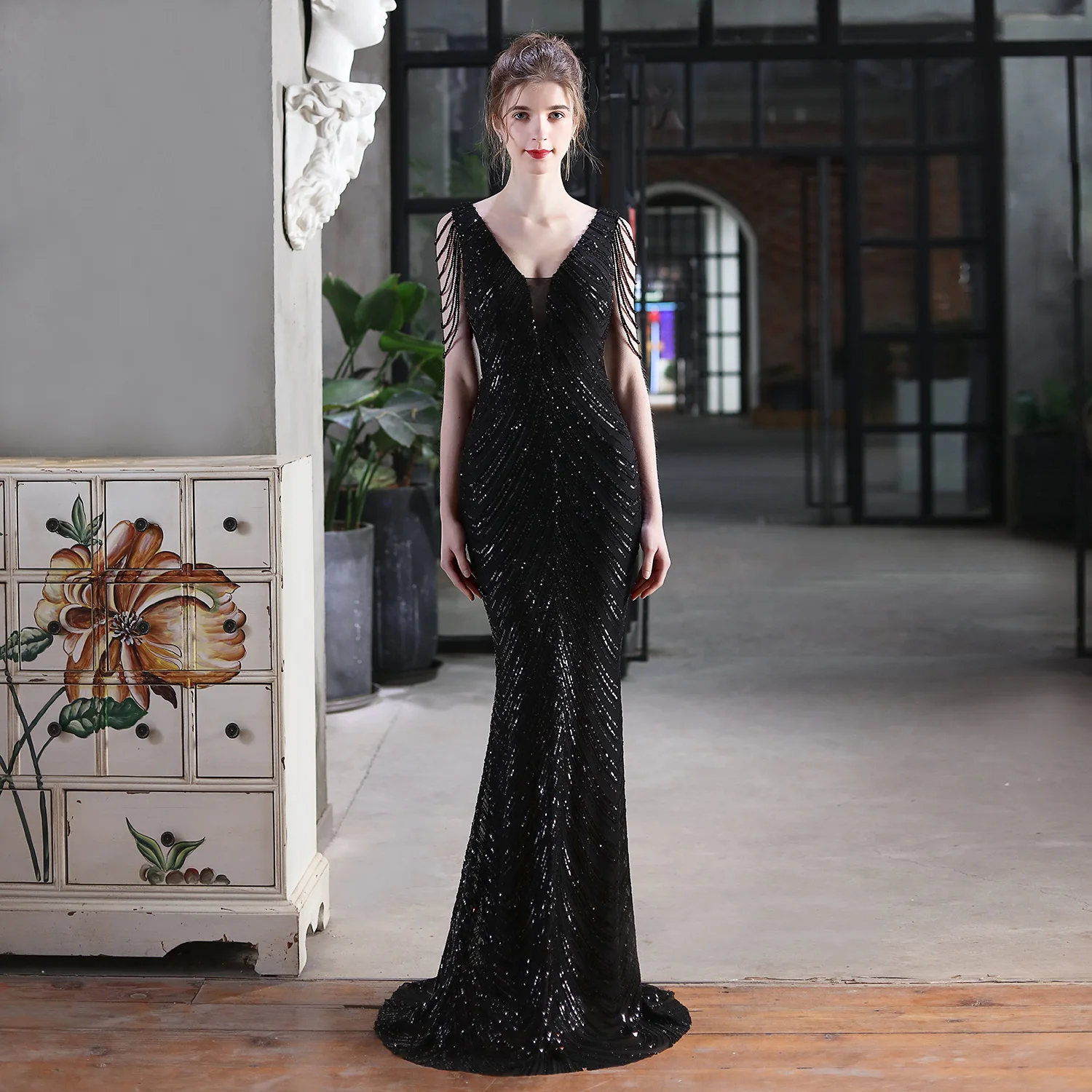 Luxury Party Elegant Dresses for Women 2022 Evening Prom Formal Long Clothes Sexy Sequin Cocktail Ceremony Birthday Maxi Outfits