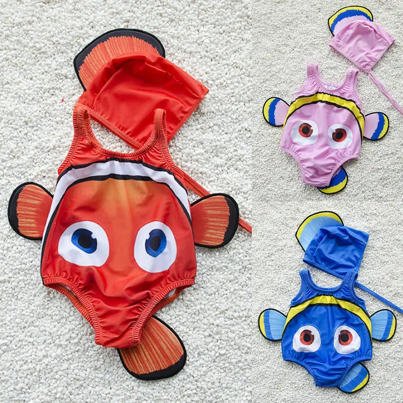 

Kids Baby Girl Swimwear Cartoon Goldfish Swimsuit Beachwear Bathing Costume 1-6T