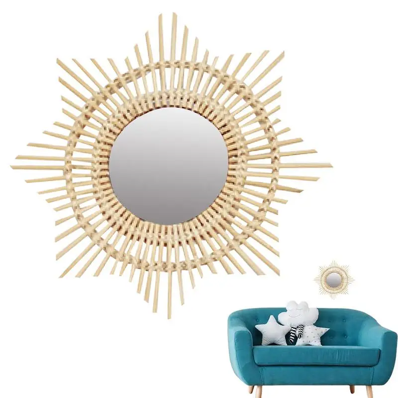 

Rattan Mirror Hanging Nursery Mirror For Room Simple Nordic Wicker Style Circle Wall Mounted Decor For Indoor Home Office Living