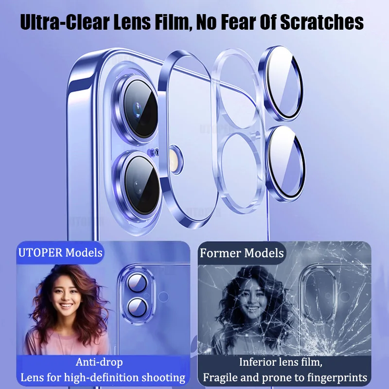 Мягкий прозрачный чехол из ТПУ для iPhone 16 15 14 13 12 11 Pro Max Plus комплексная защита