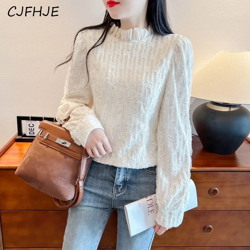 CJFHJE Новинка женская рубашка с французским бархатным низом универсальная