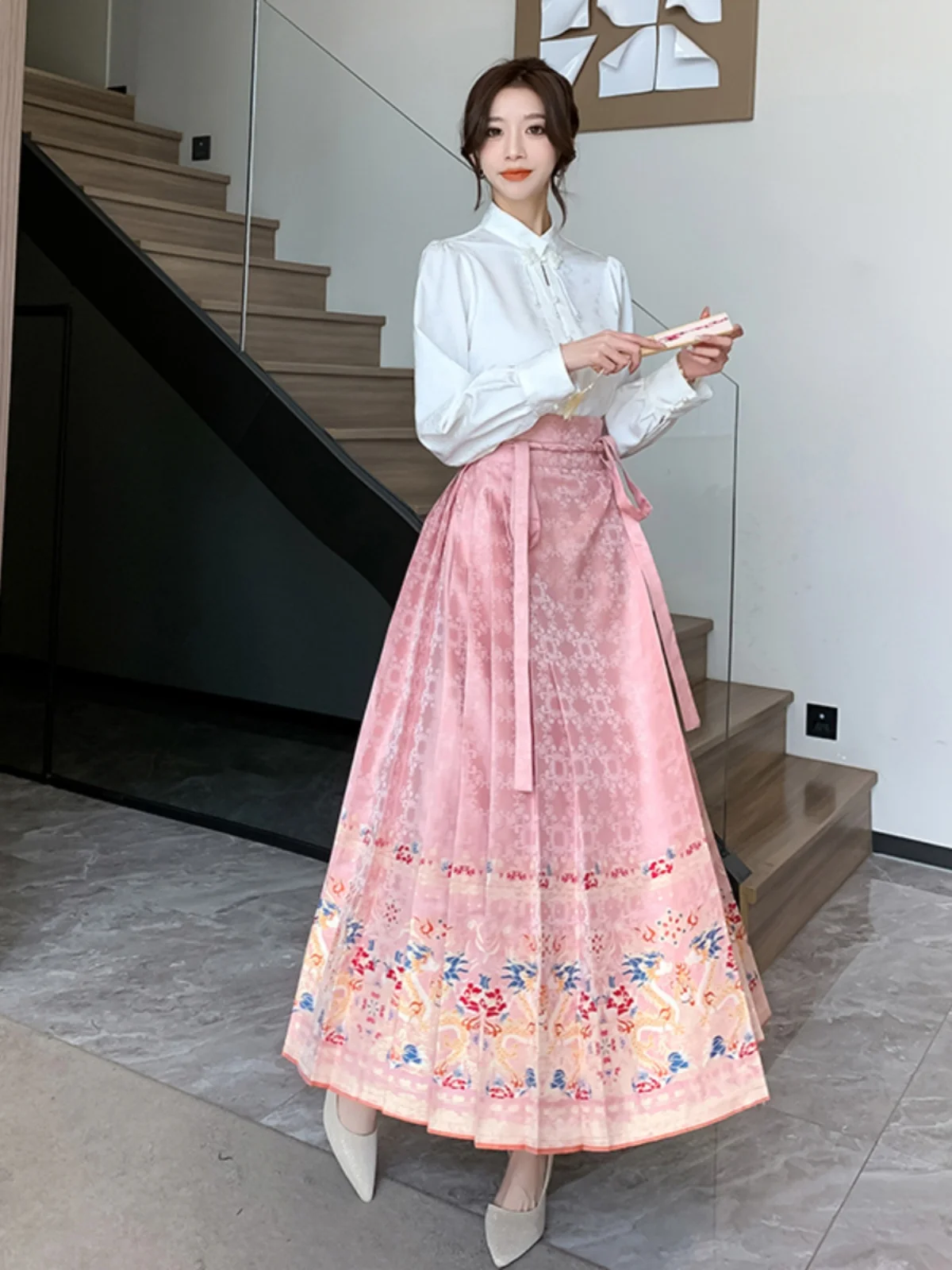 Китайский Sle Бессмертный Элегантный Розовый Жилет Юбка Топ Комплект 2024 Весна