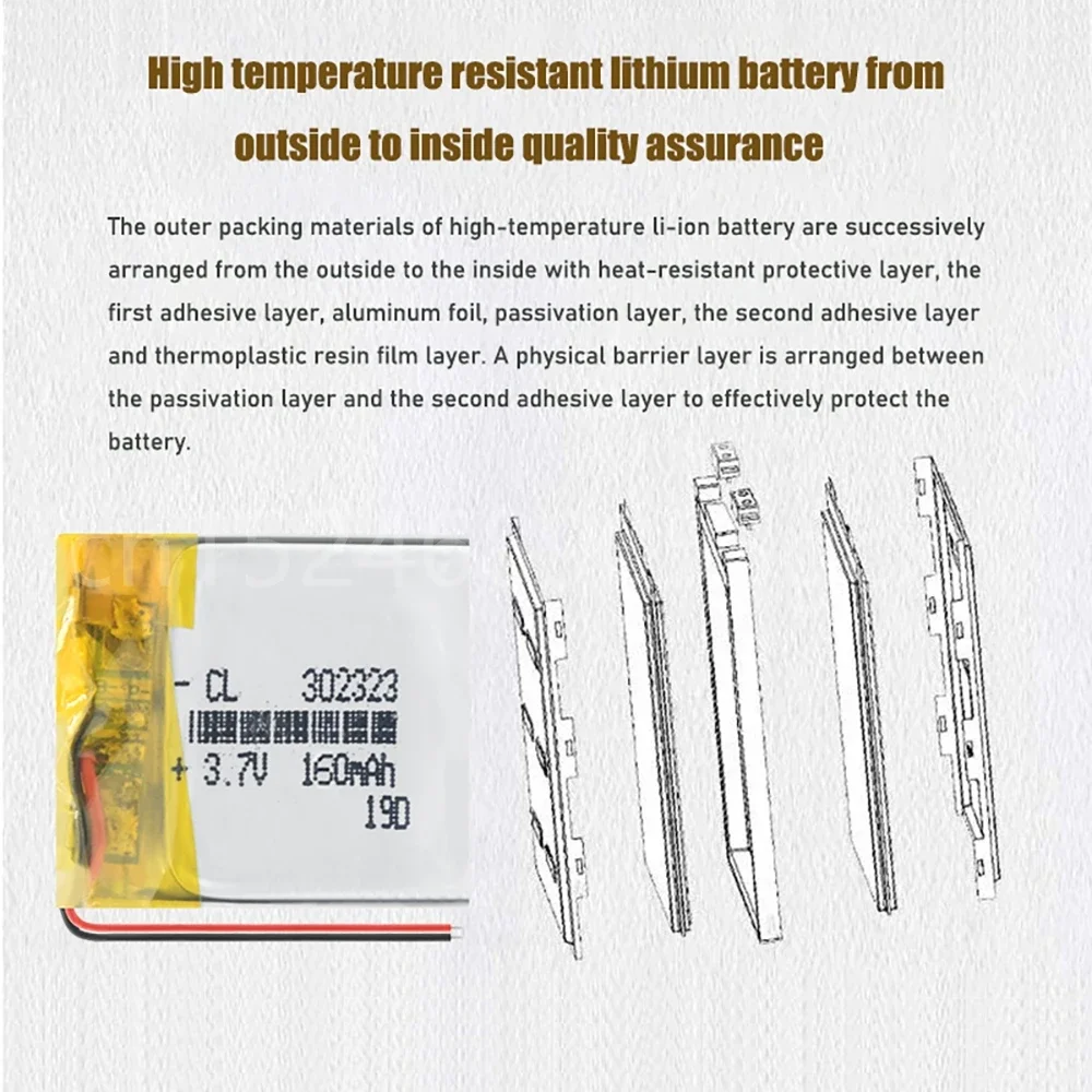 Литий-ионный аккумулятор 3 7 В 160 мАч 302323 032323