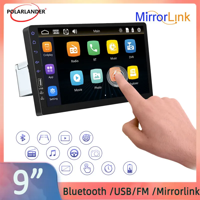 

Автомобильный мультимедийный плеер Carplay Android с сенсорным экраном 9 ''Mirror Link MP5 1 Din AUX BT SD/TF Bluetooth для Toyota Nissan