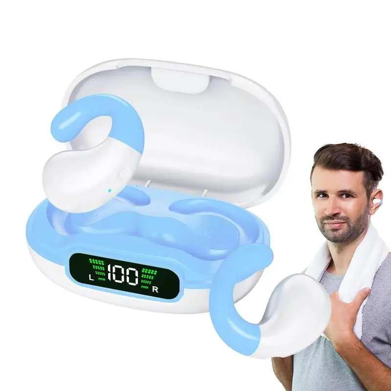 

Digital Display Wireless Ear Clip Headphones Bone Conduction Blue Tooth 5.3 Earphones Sports Headset With Touch Earbuds With Mic