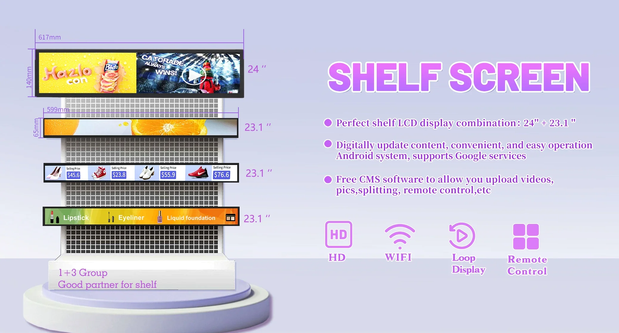 28-дюймовый небольшой рекламный экран на заказ для торгового центра
